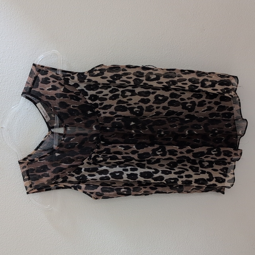 Bcbgeneration Leopard Print Pleated Top - Brown B… - image 1